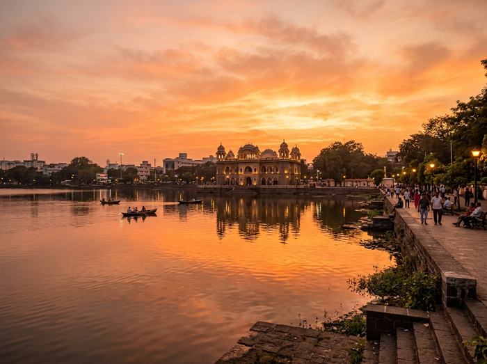 Rankala Lake Kolhapur sunset promenade