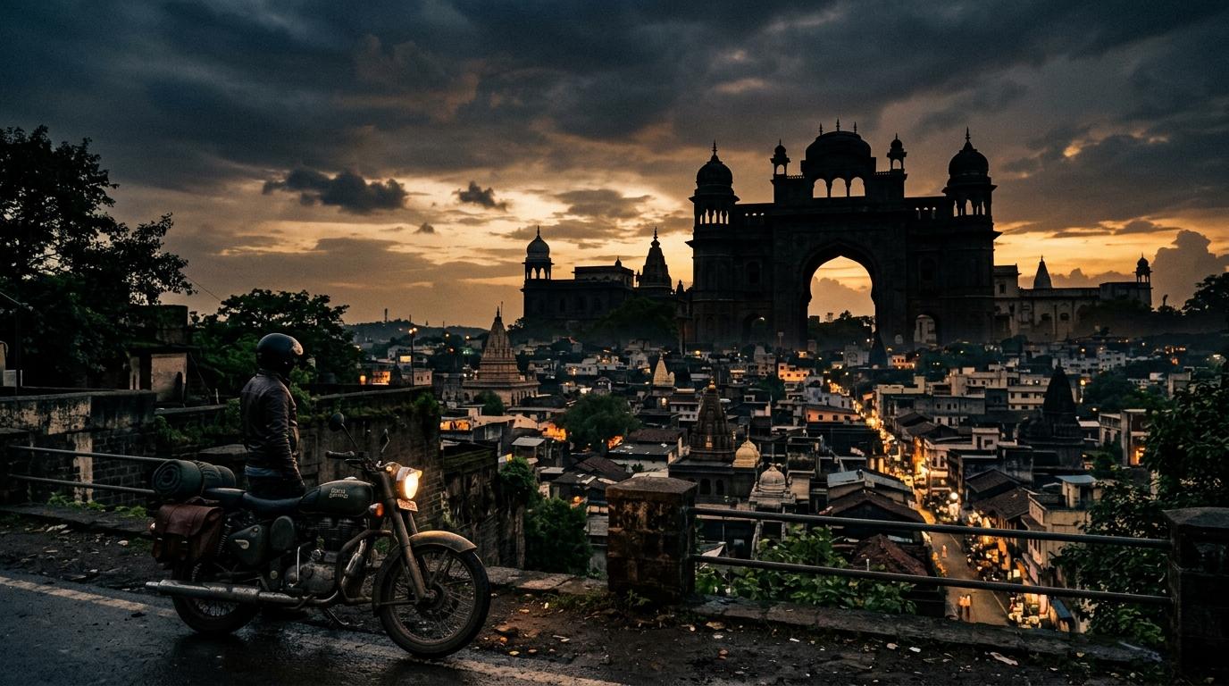 Kolhapur sunset city backdrop with scenic roads